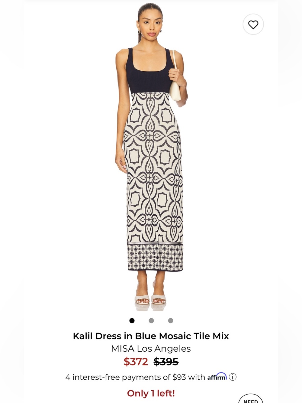 MISA Los Angeles Kalil Blue Mosaic Tile Mix Dress - NWT XS